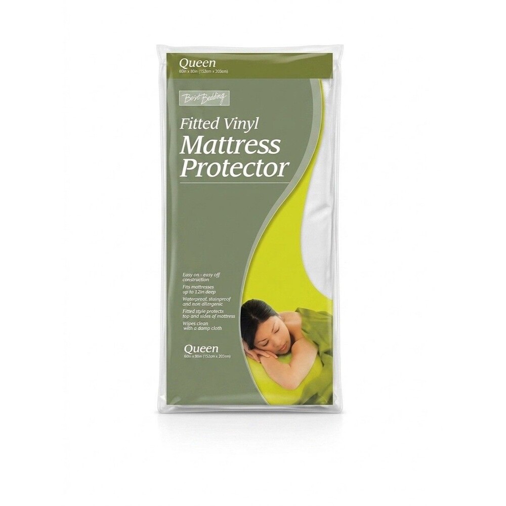 Best Bedding Fitted Vinyl Mattress Protector - Queen Size Waterproof Stainproof